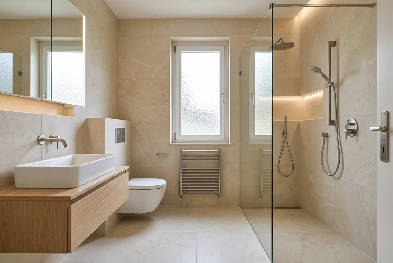 Modernisiertes Badezimmer nach der Sanierung