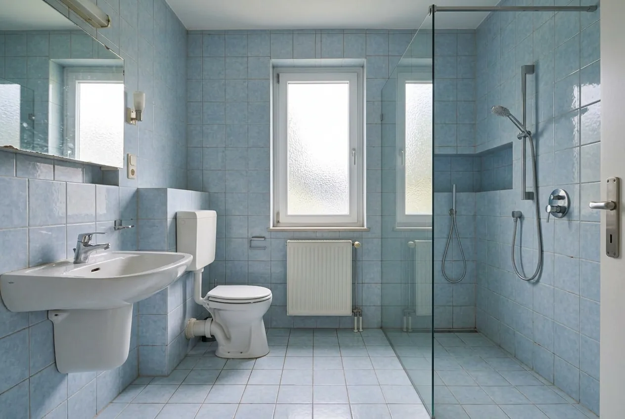 Dasselbe Badezimmer vor der Sanierung